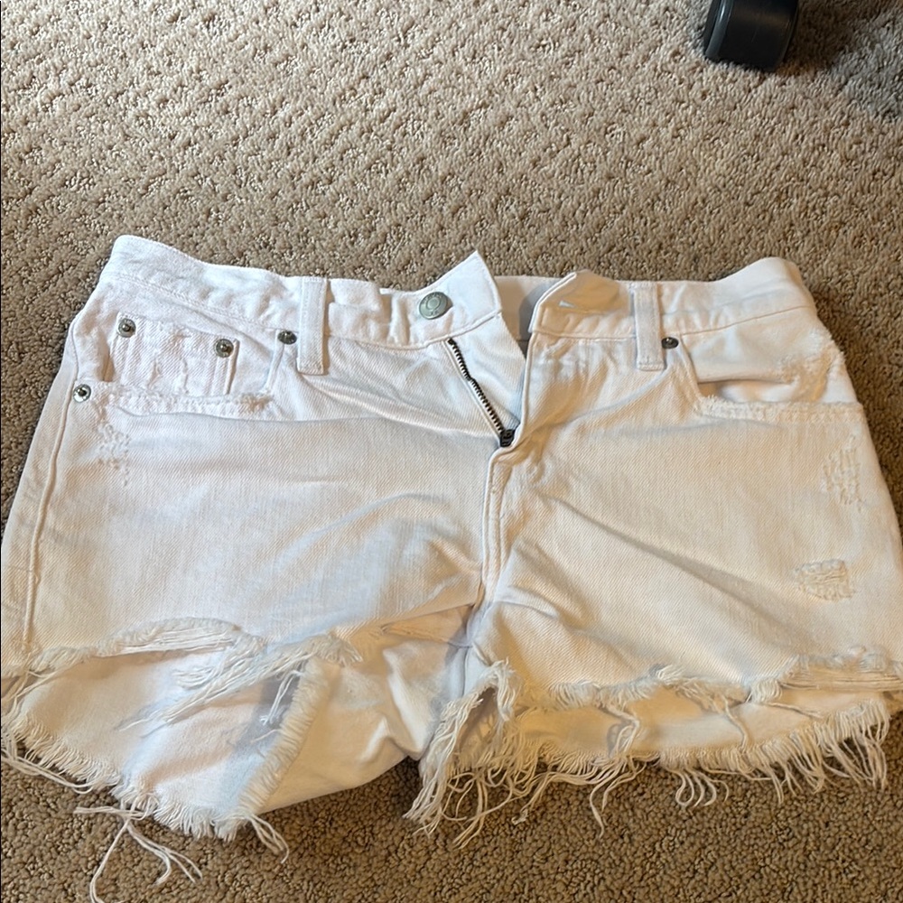 Pistola White Jean Shorts Frayed Hem Distressed